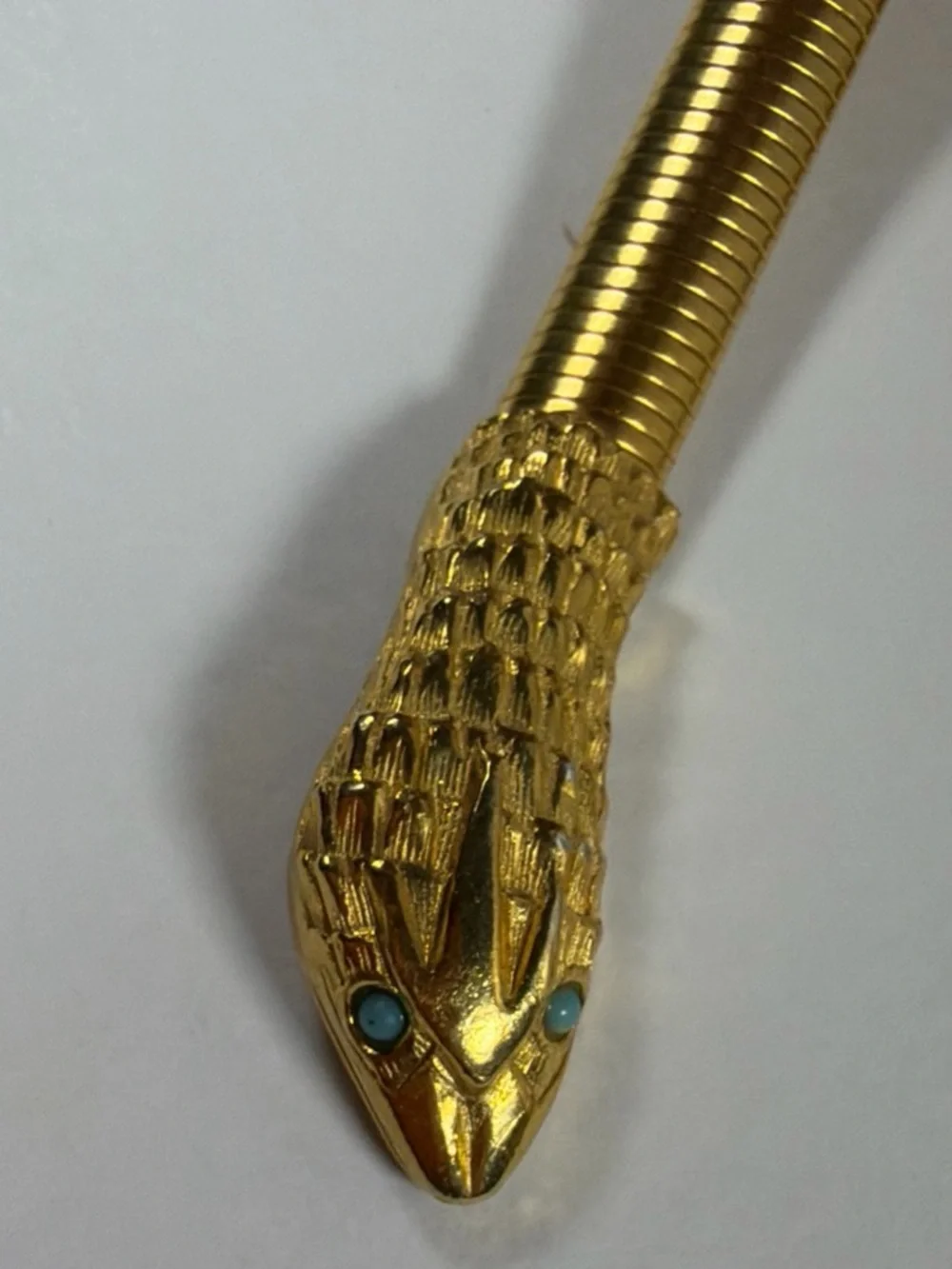 Vintage 60’s/70’s structural gold Snake Coil Belt Necklace Women Jewelry 60”Rare
